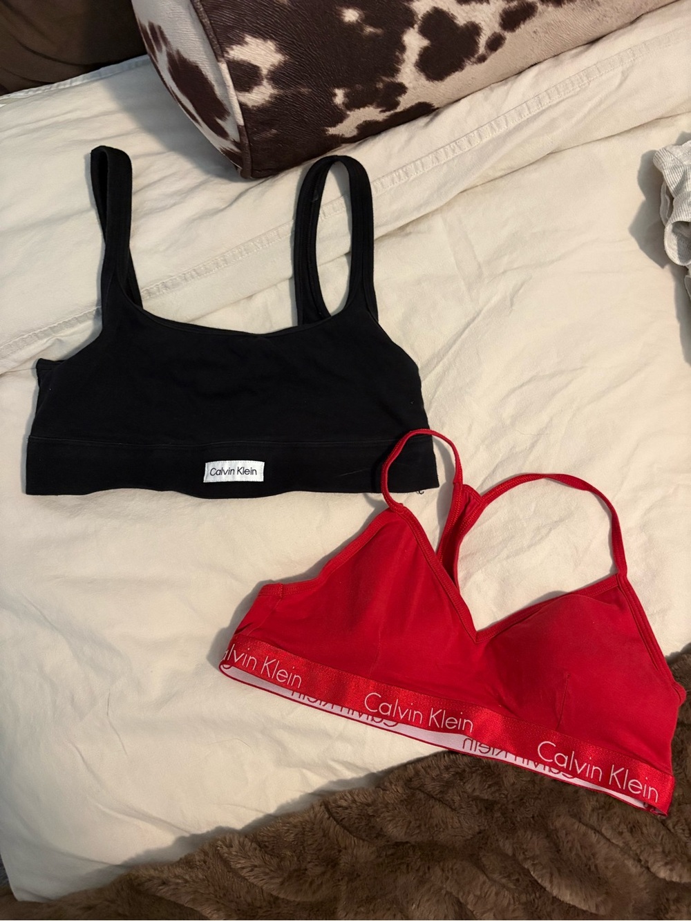 Calvin Klein Women's Cotton Bralette - Black & Red